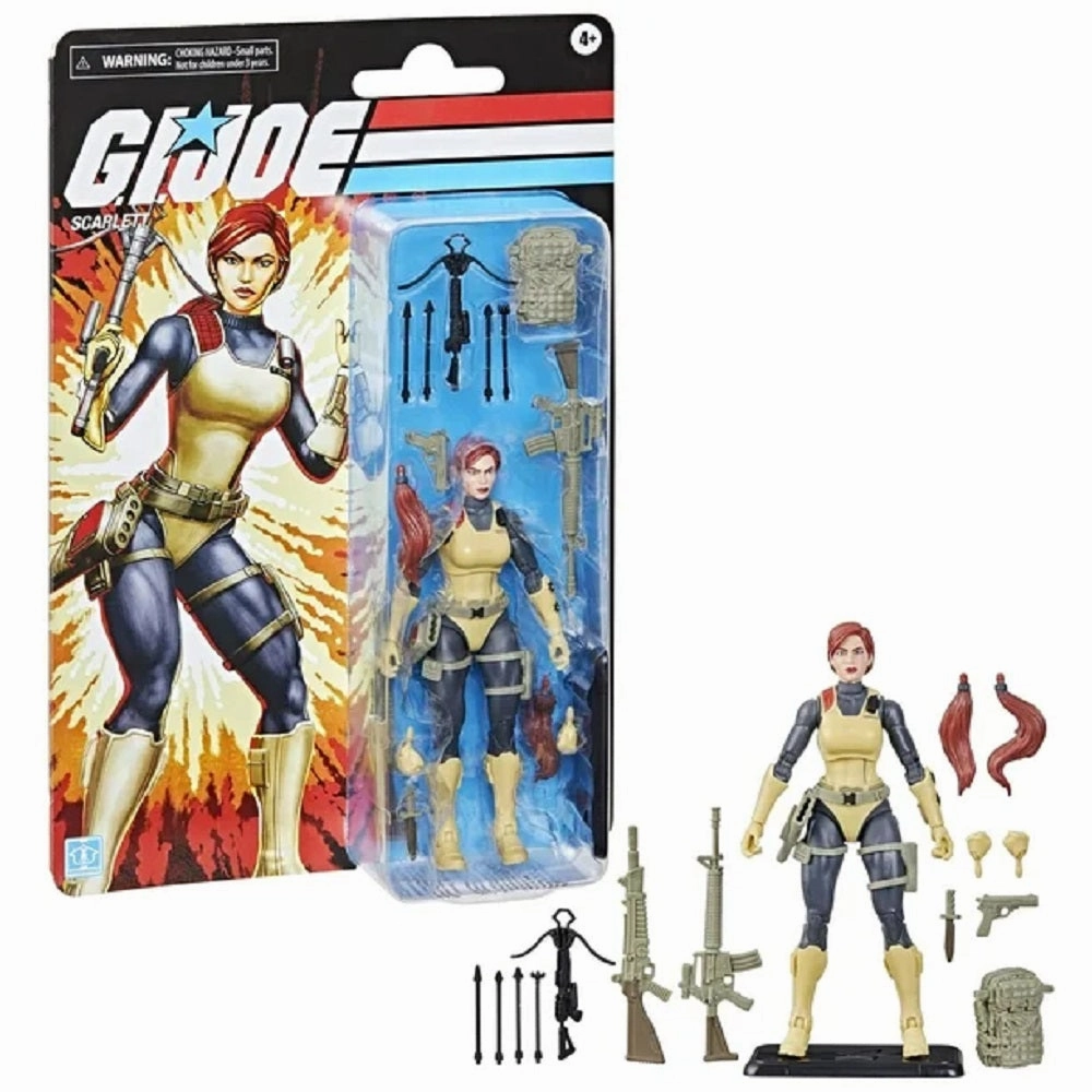 G.I. Joe F9675 Classified Series Retro Cardback Scarlett, Collectible 6-Inch Action Figure with 17 Accessories