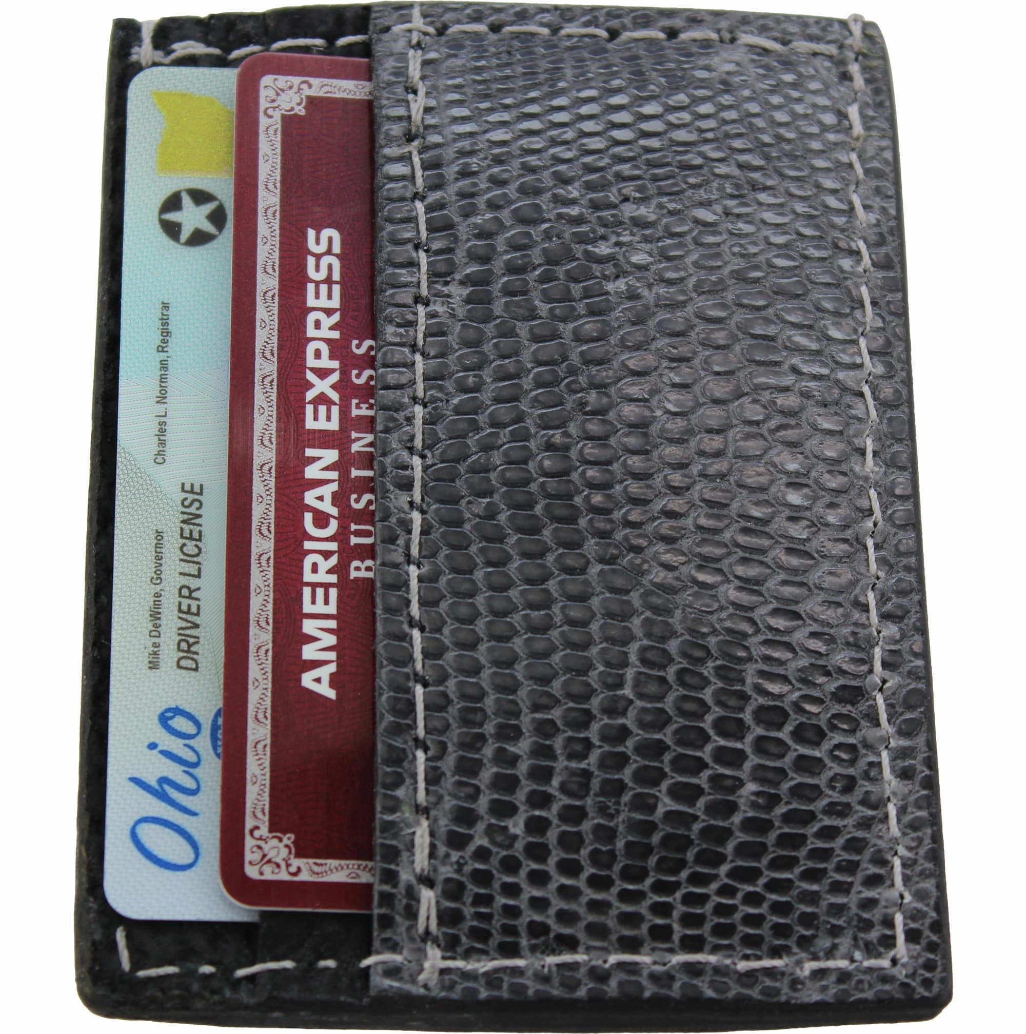 Gray Lizard Money Clip Wallet With Credit Card Slots