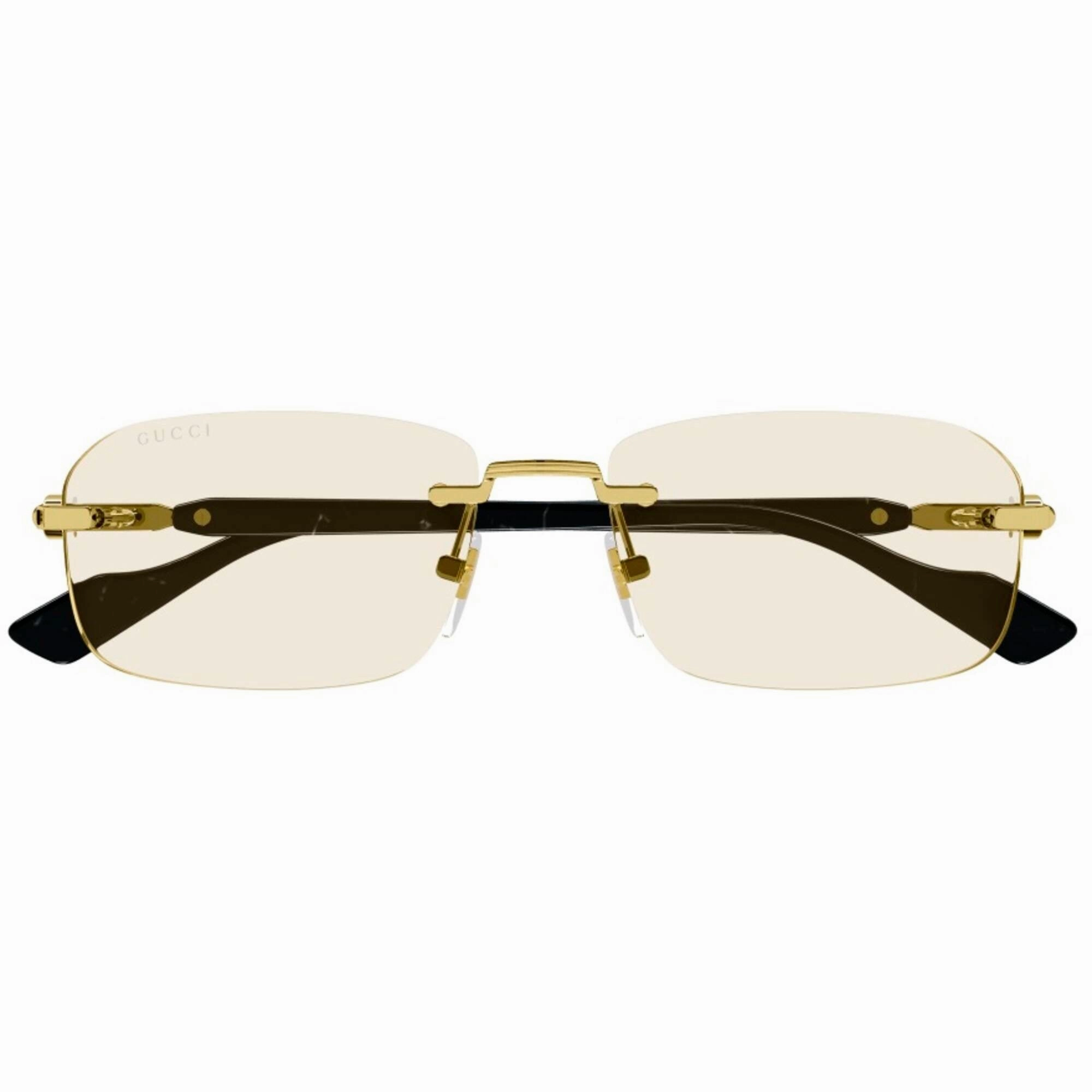 Gucci Men's Sunglasses - Gold Rectangular Rimless Frame Yellow Lens | GG1221S 005