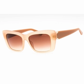 Guess Women's Sunglasses - Shiny Beige Plastic Cat Eye Frame Brown Lens | GU7890 57F