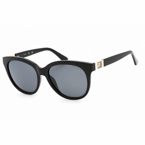 Guess Women's Sunglasses - Shiny Black Plastic Oval Frame Smoke Lens | GU7850 01D