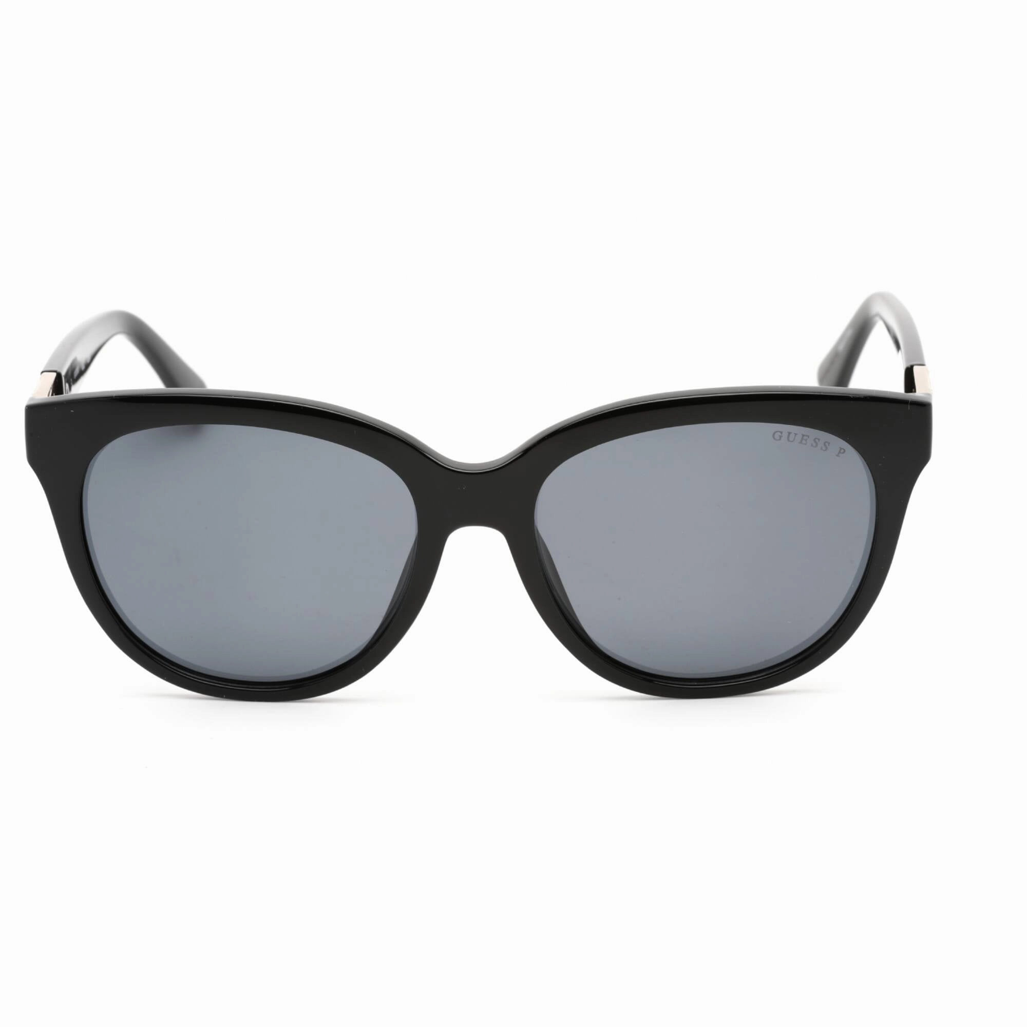 Guess Women's Sunglasses - Shiny Black Plastic Oval Frame Smoke Lens | GU7850 01D