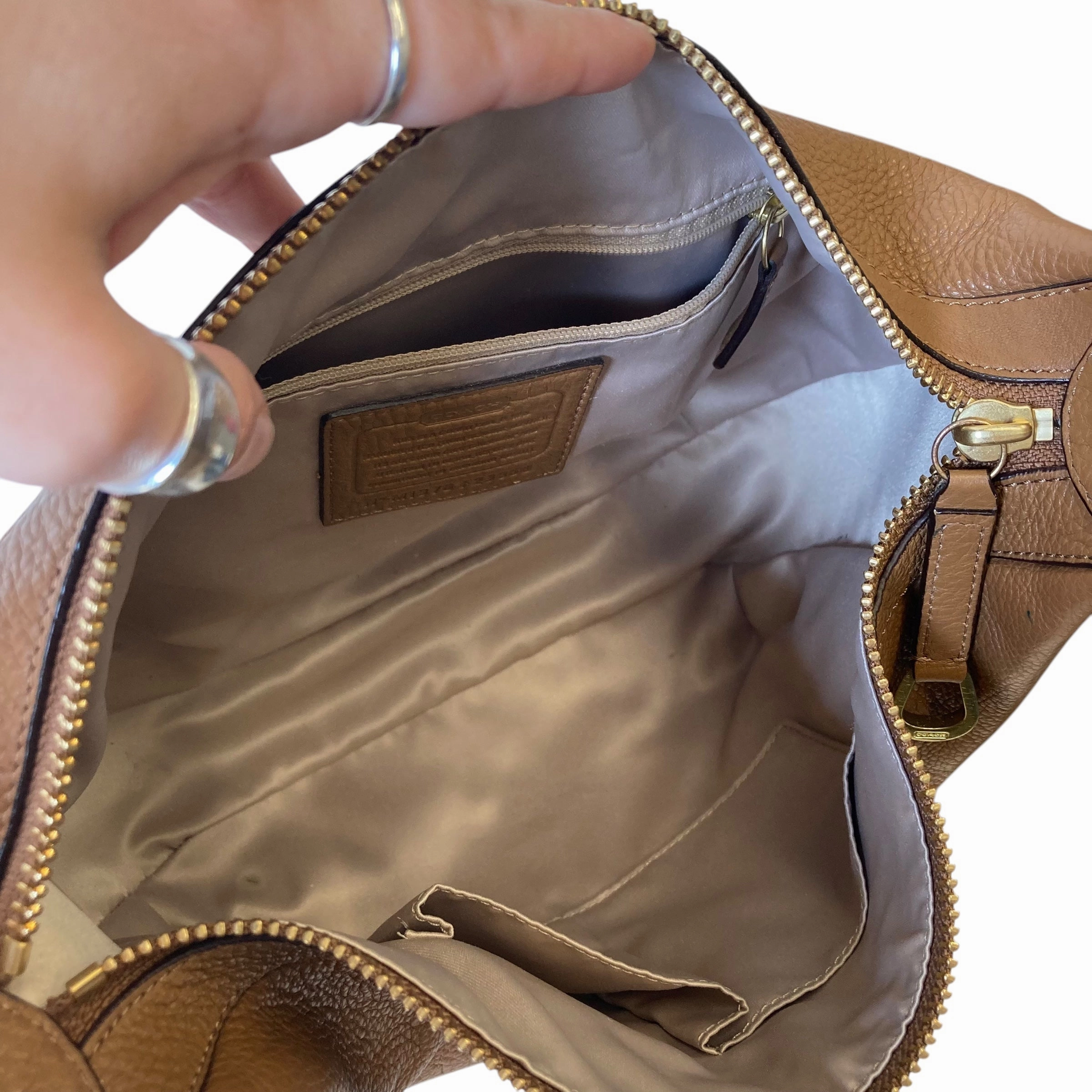 Handbag Designer By Coach In Brown, Size:Medium