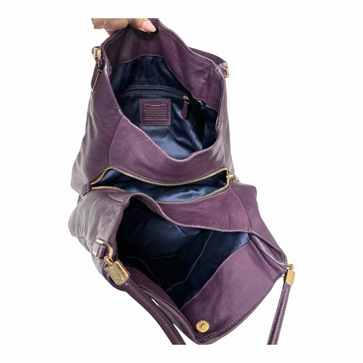 Handbag Designer By Coach In Purple, Size:Medium