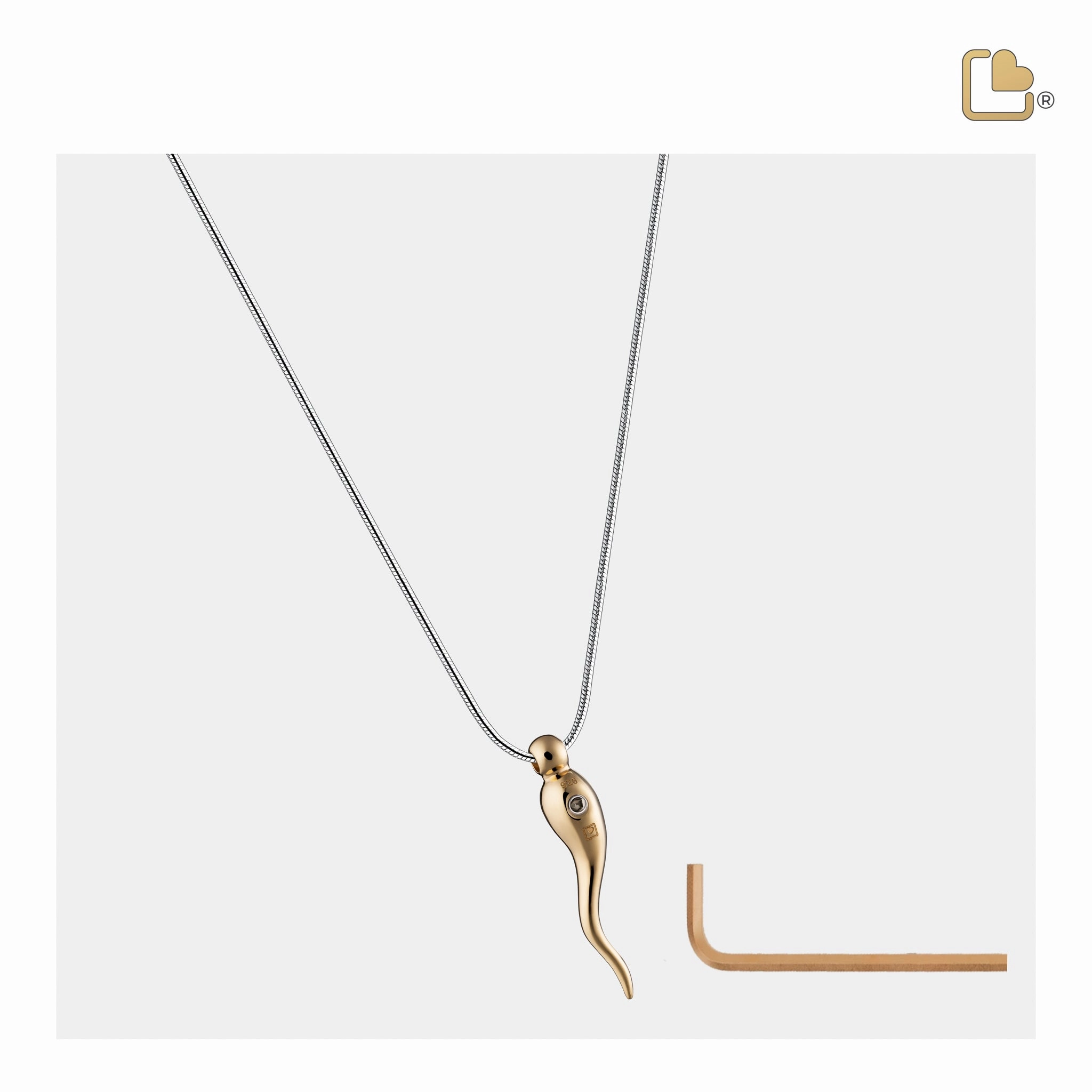 Italian Horn Gold Vermeil Pendant Cremation Pendant