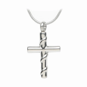 J-612 - Silver Cross with Vine - Pendant with Chain