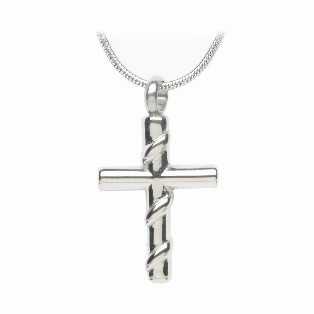 J-612 - Silver Cross with Vine - Pendant with Chain