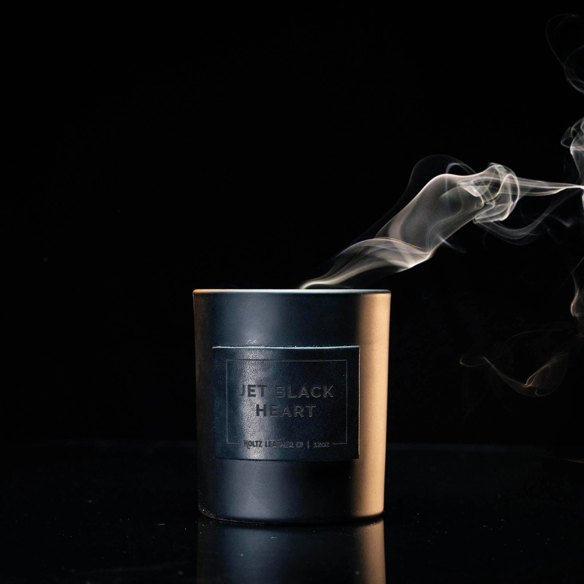 Jet Black Heart - Smolder Luxe Masculine Scented Leather Patch Candle