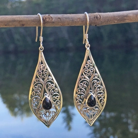 Kerawang Onyx Earrings - Sterling Silver Indonesia