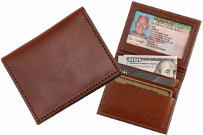 Medium Brown Premium Leather Bifold Credit Card Wallet With ID Window