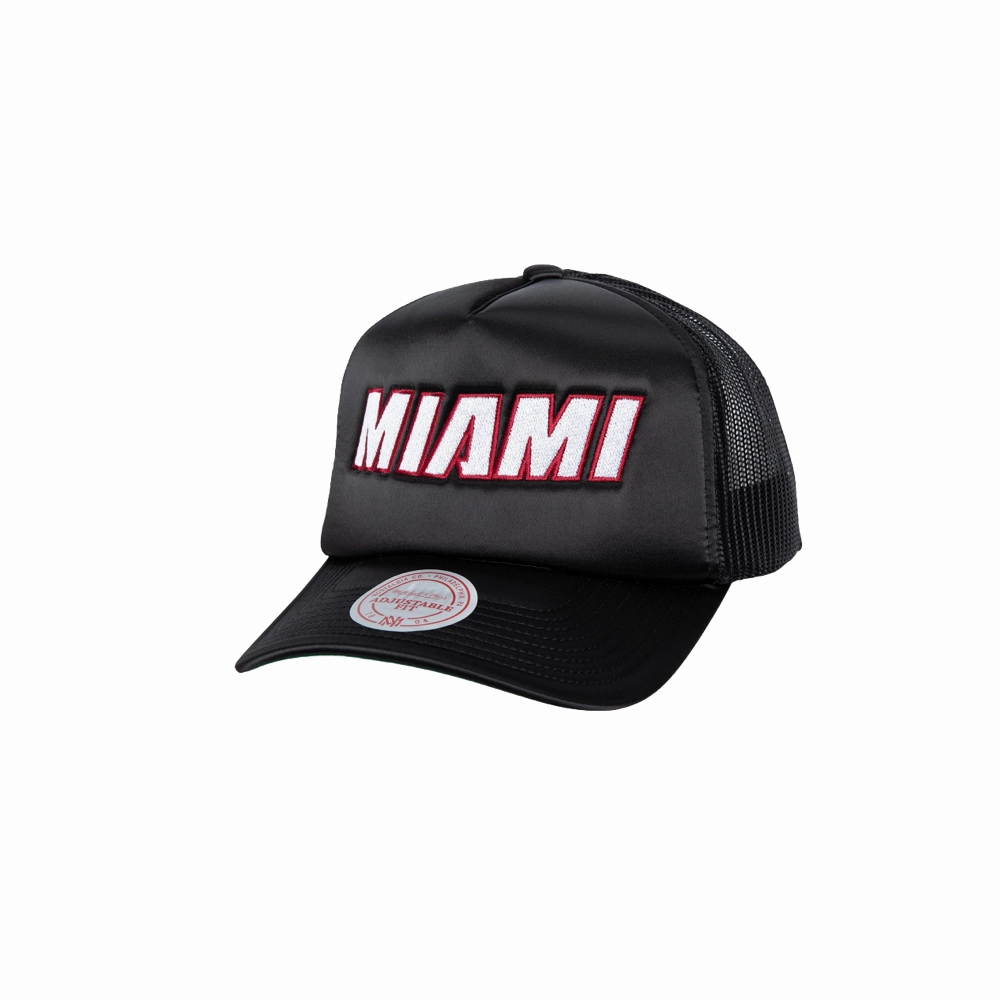 Michell & Ness Miami HEAT Satin Trucker Hat