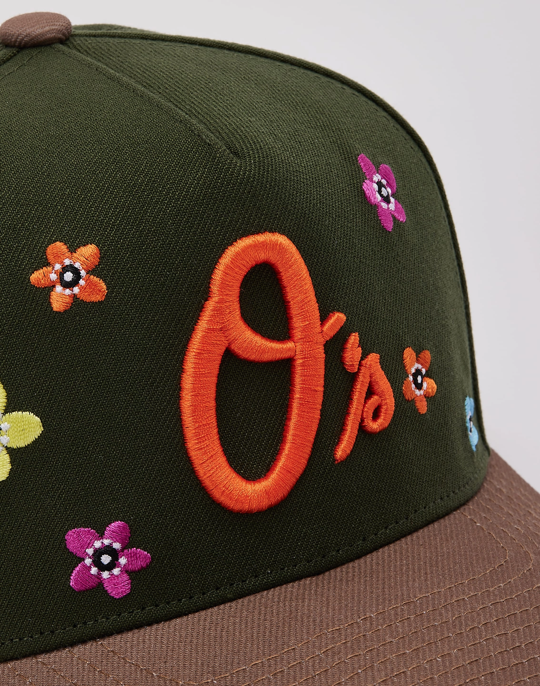 Mitchell & Ness Baltimore Orioles Flower Power Pro Pinch Snapback Hat
