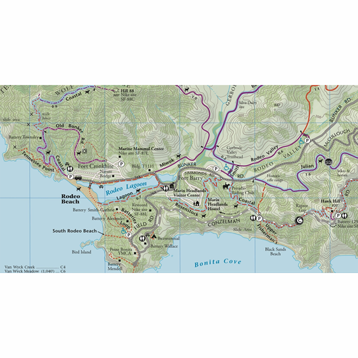 Mt Tam, Muir Woods and Headlands Map