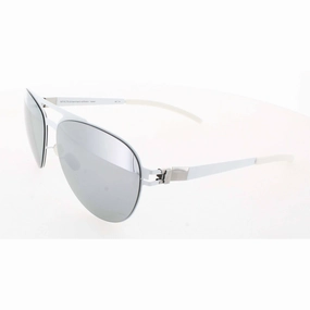 Mykita Unisex Sunglasses - White Pilot Metal Frame Silver Lens | COLLAB-HEINI-WHITE
