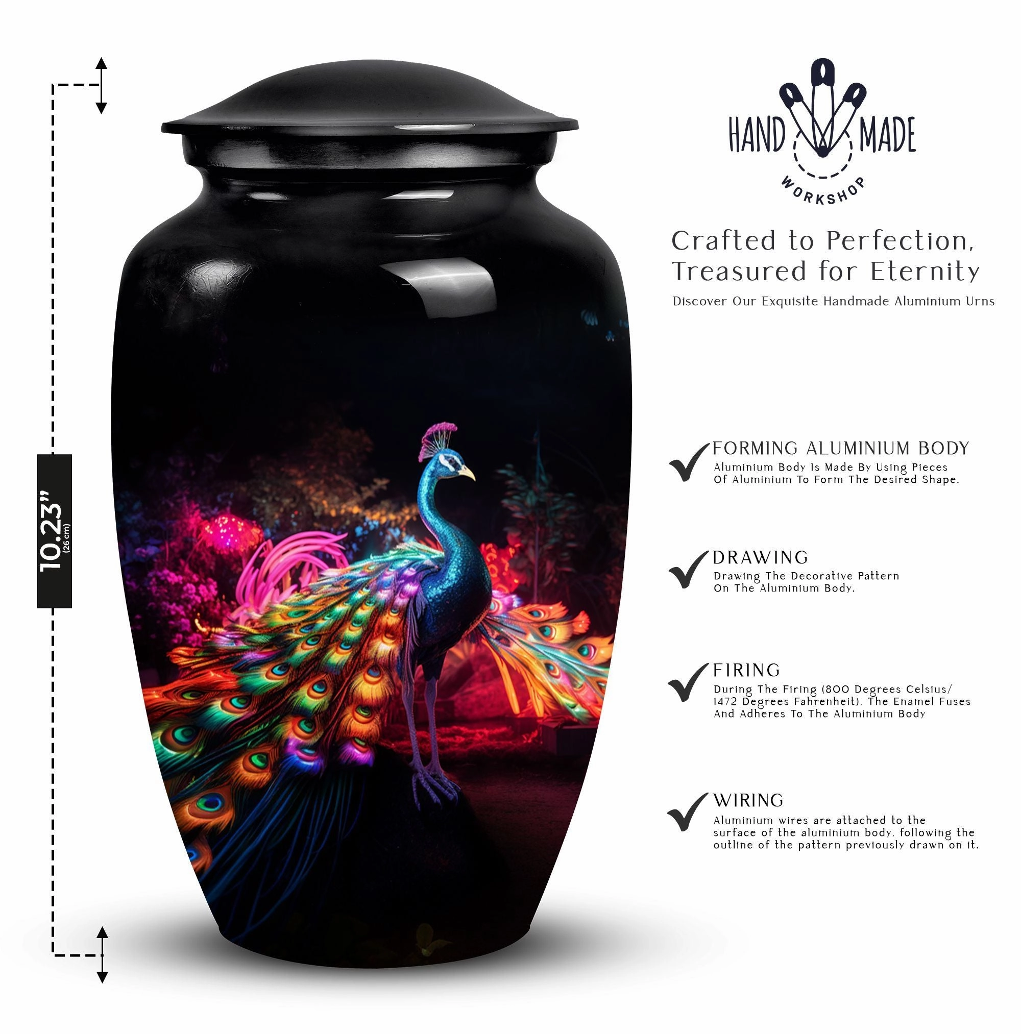 Peacock Tribute: Adult Cremation Urn with Traditional Design