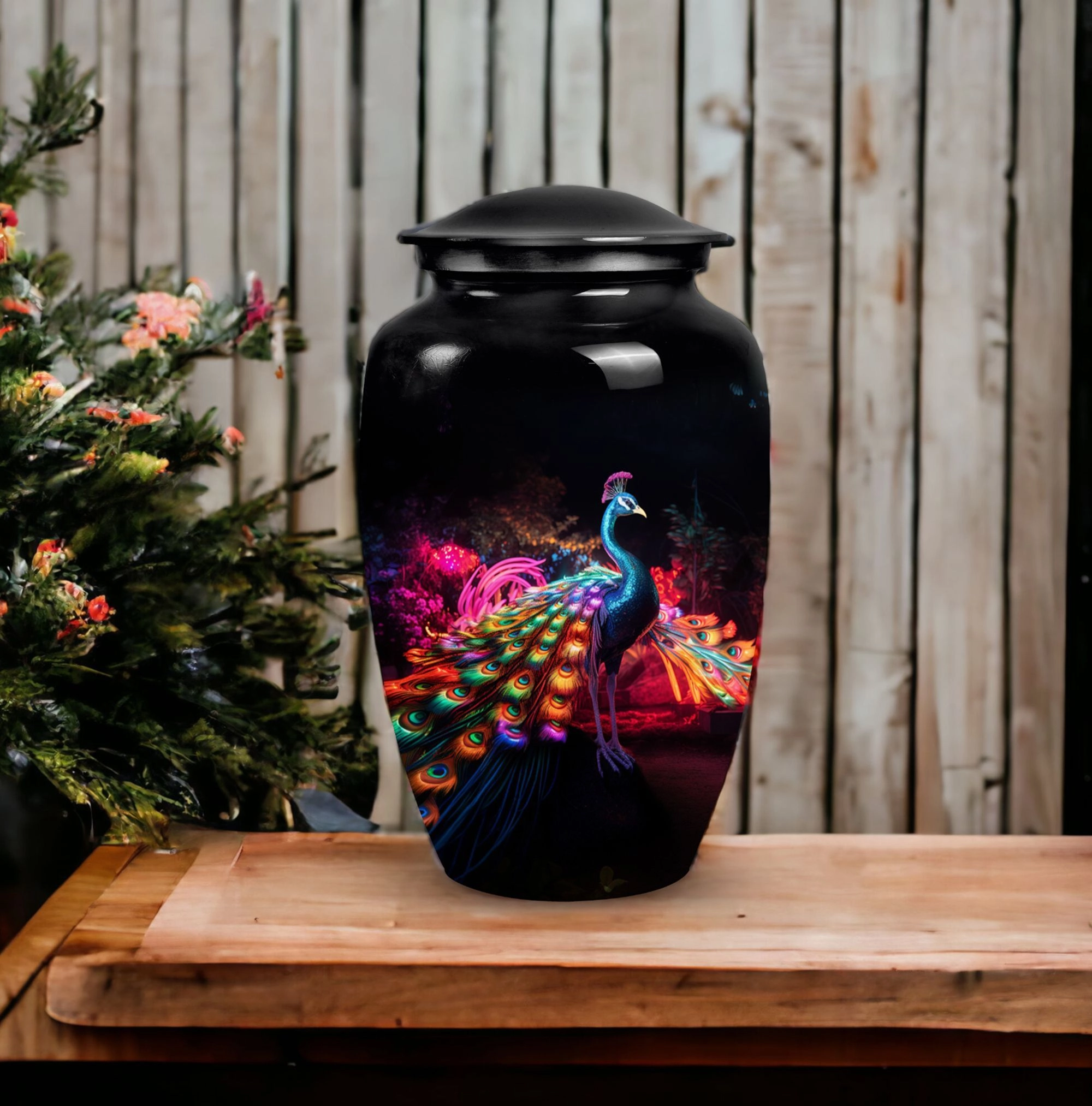 Peacock Tribute: Adult Cremation Urn with Traditional Design