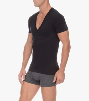 Pima Cotton Slim-Fit Deep V-Neck