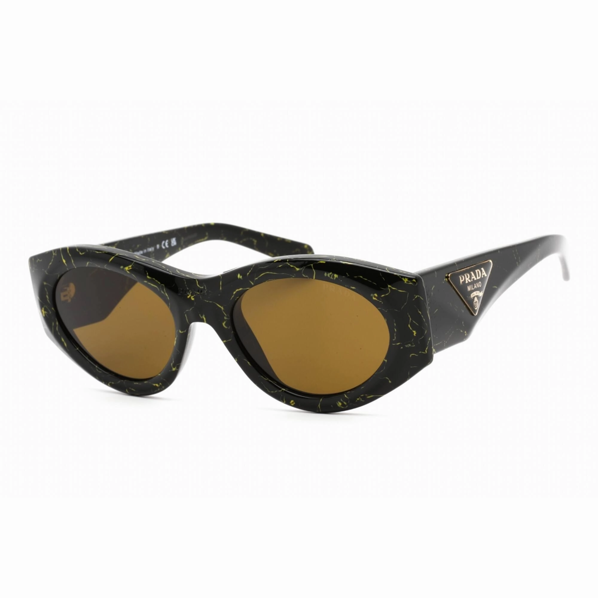 Prada Women's Sunglasses - Full Rim Black Yellow Marble Cat Eye | 0PR 20ZS 19D01T