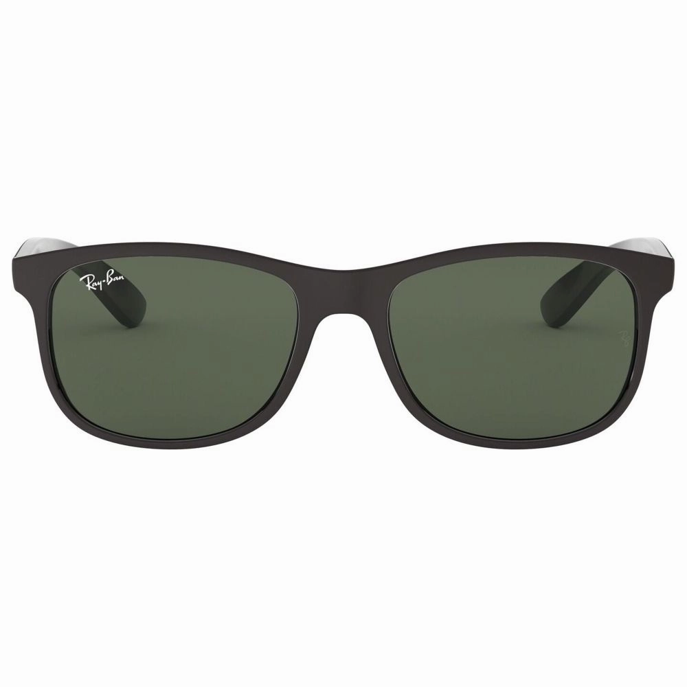Ray-Ban Rb4202 Andy Rectangular Sunglasses, Matte Black on Black/Dark Green