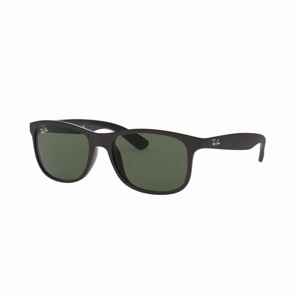 Ray-Ban Rb4202 Andy Rectangular Sunglasses, Matte Black on Black/Dark Green