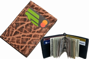 Rustic Brown Elephant Bifold Slim Profile Wallet With Money Clip