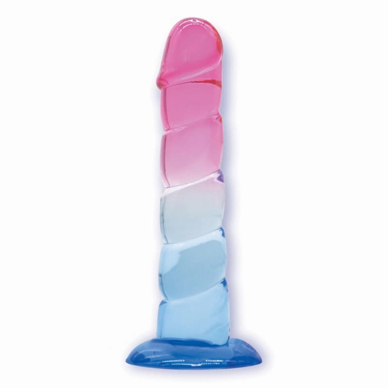 Shades, 7.5"" Swirl Jelly Tpr Gradient Dong - Pink and Blue