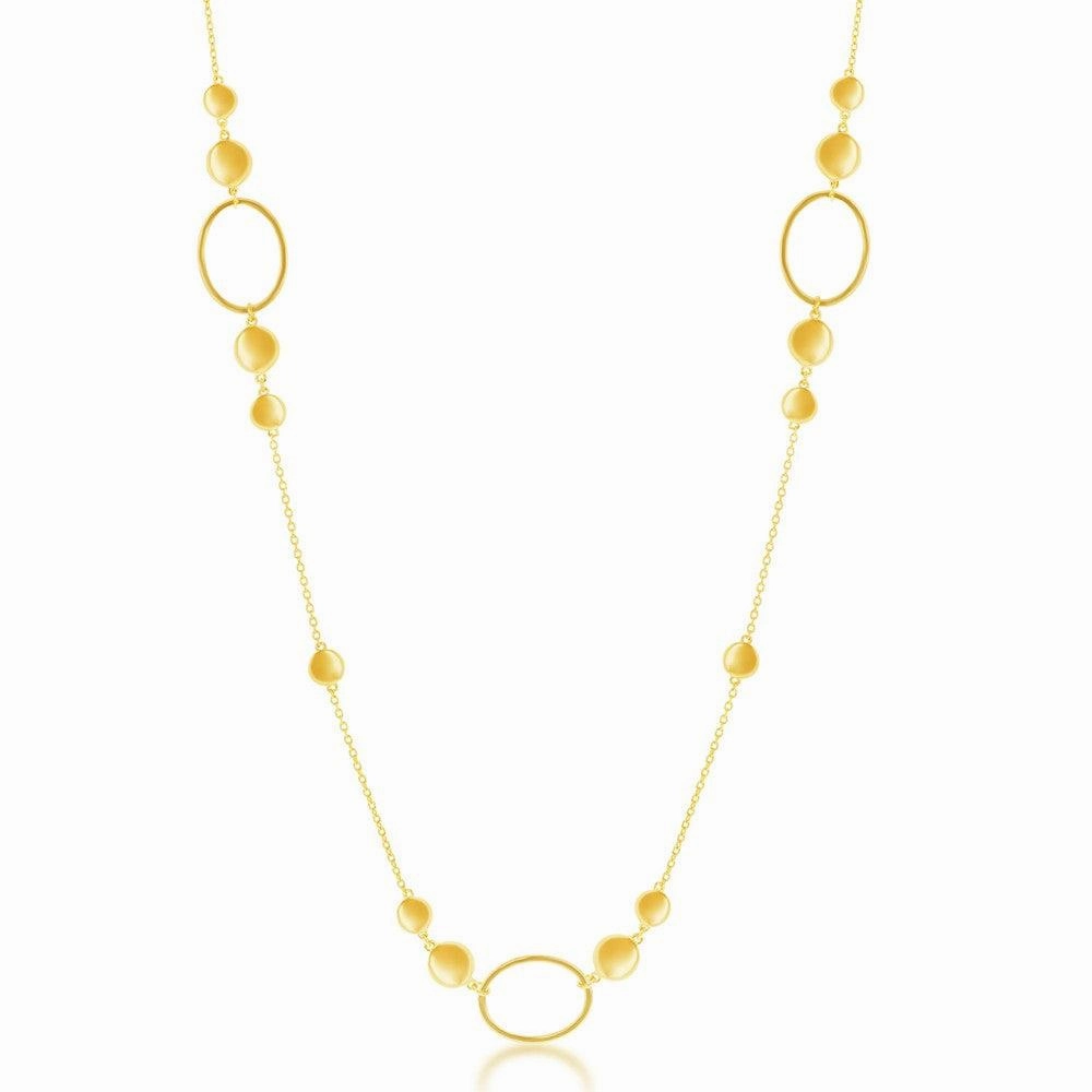 Sterling Silver Gold Plated Open Ovals Flat Discs Necklace