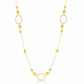 Sterling Silver Gold Plated Open Ovals Flat Discs Necklace