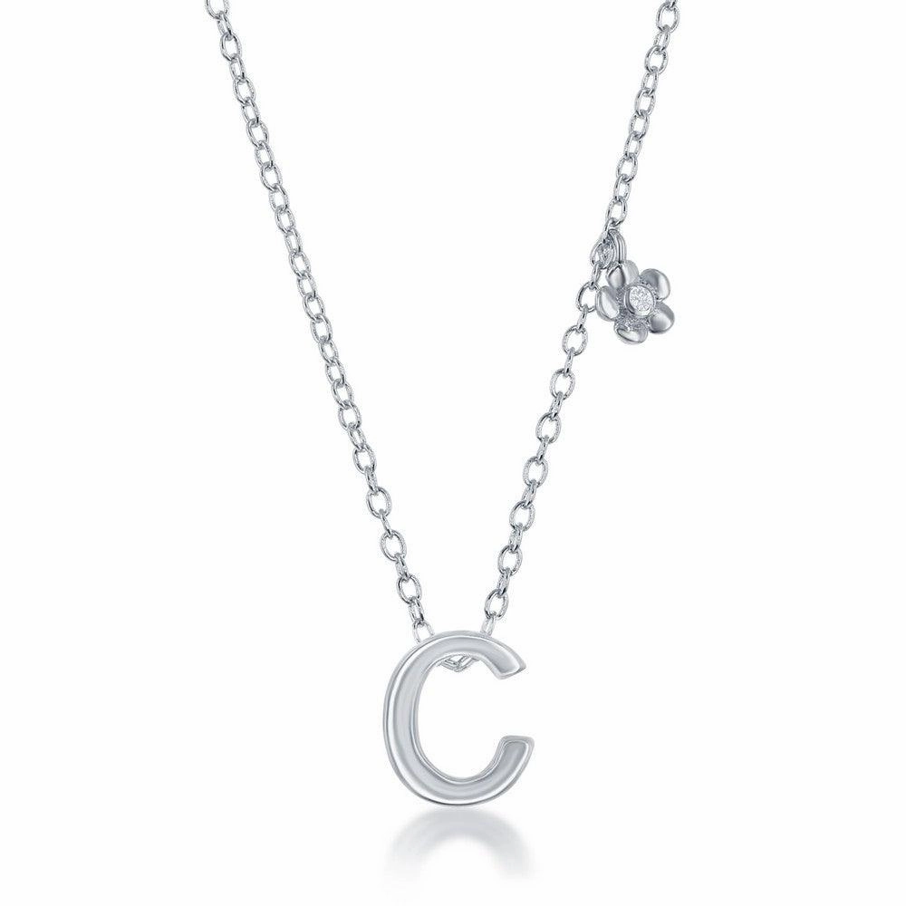 Sterling Silver Shiny "C" Necklace and Earrings Set