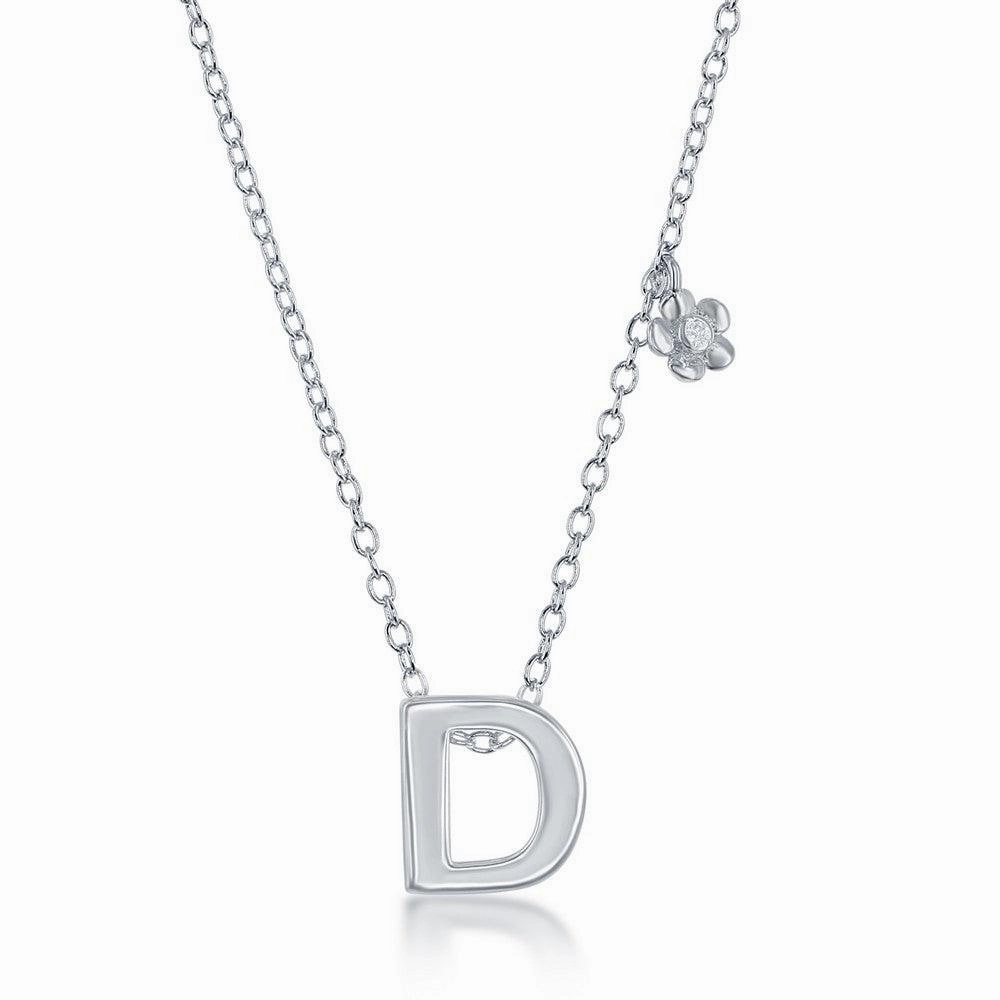 Sterling Silver Shiny "D" Necklace and Earrings Set