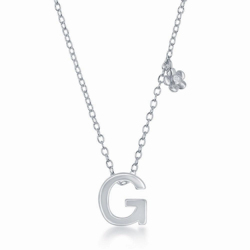 Sterling Silver Shiny "G" Necklace and Earrings Set