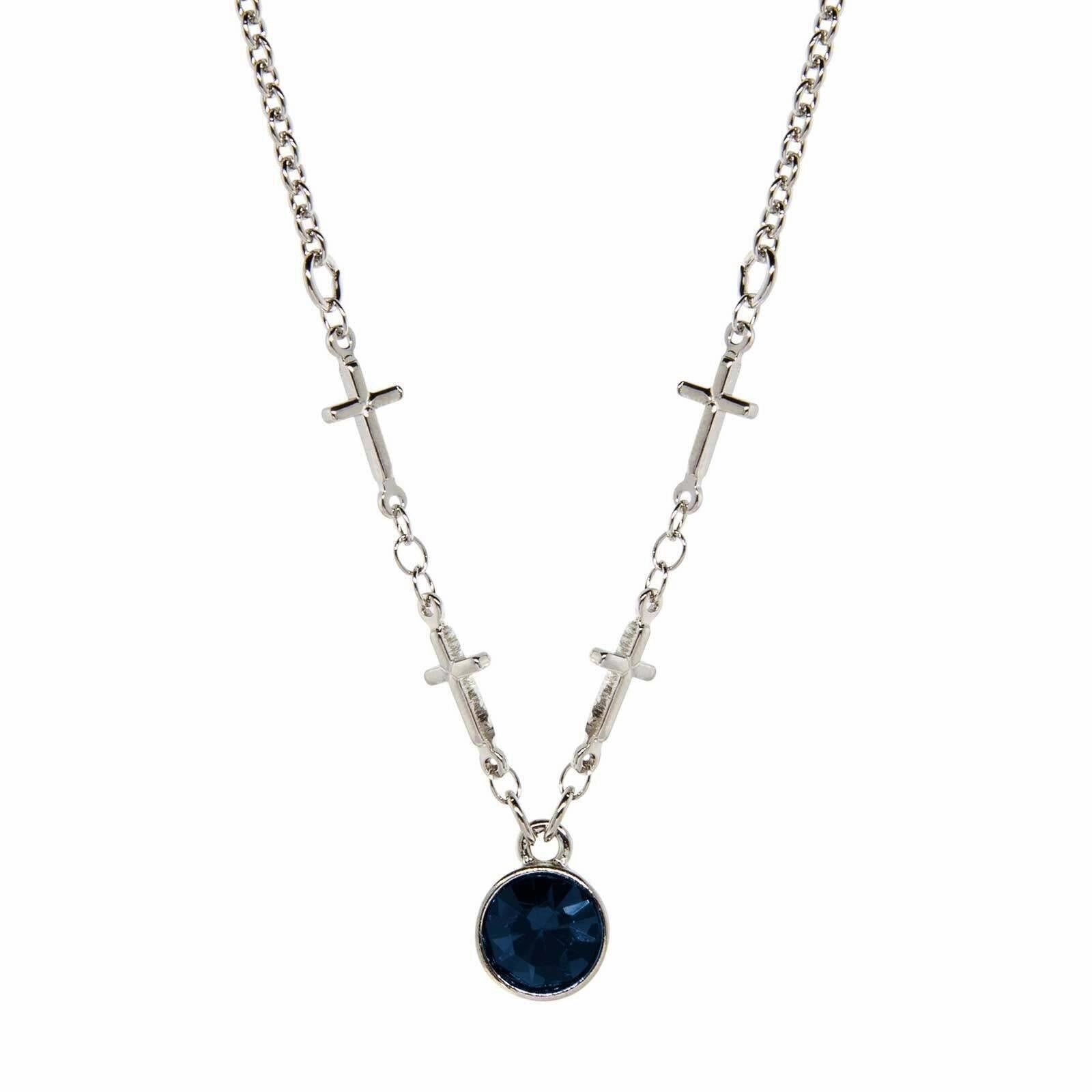 Symbols Of Faith Cross Chain Crystal Pendant Necklace 16"   3" Extender