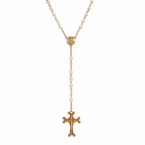 Symbols Of Faith Crucifix & Faux Pearl Glass Bead Rosary