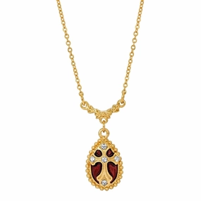 Symbols Of Faith Crystal Red Enamel Cross Pendant Necklace 16"   3" Extender