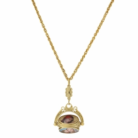 Symbols Of Faith Eternal Embrace & Cherub Spinner Pendant Necklace 30"