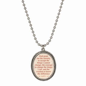Symbols Of Faith Serenity Prayer Oval Pendant Necklace 22"