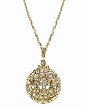 Symbols Of Faith Writers Of The Good Word Crystal Pendant Necklace 24"