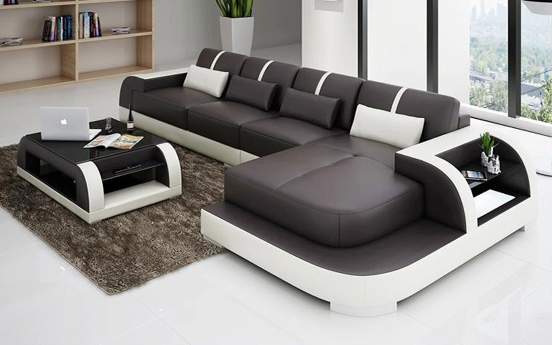 Syras Small Modern Leather Sectional