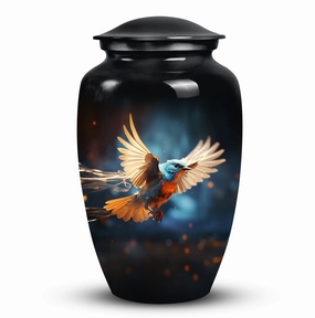 Vibrant Red Sparrow Flight - Compact Cremation Keepsake Urn