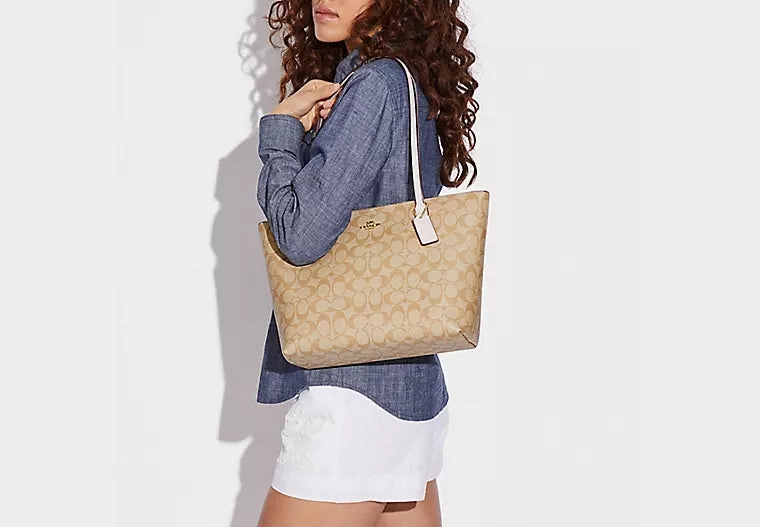 Zip Top Tote In Signature Canvas